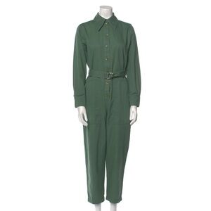 Tibi Green Button-Up Jumpsuit